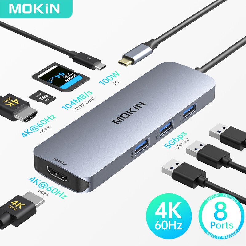 MOKiN USB C  HDMI , HDMI 4K USB Ʈ ŷ ̼, е , ƺ  M1 M2, Ʈ Ʈ USB й